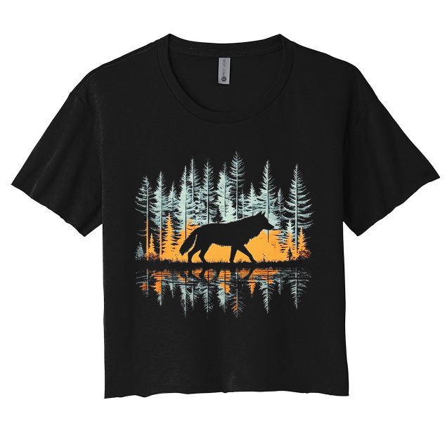 Graphic Wolf Forest Nature Wildlife Outdoor Crop Top