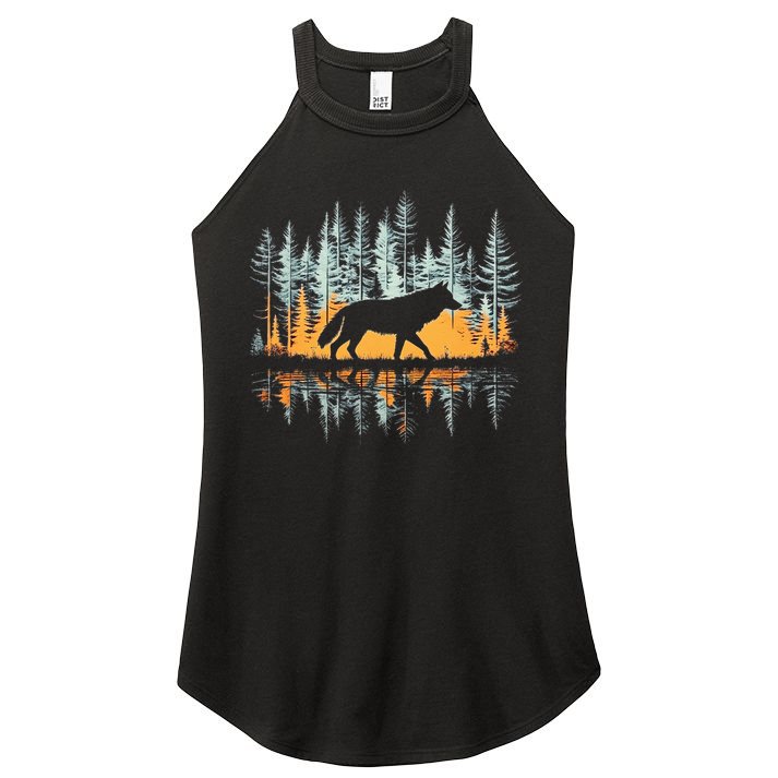Graphic Wolf Forest Nature Wildlife Outdoor Women's Perfect Tri Rocker Tank