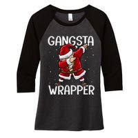 Gangsta Wrapper Funny Dabbing Santa Christmas Shirt Men Kids Sweatshirt Women's Tri-Blend 3/4-Sleeve Raglan Shirt