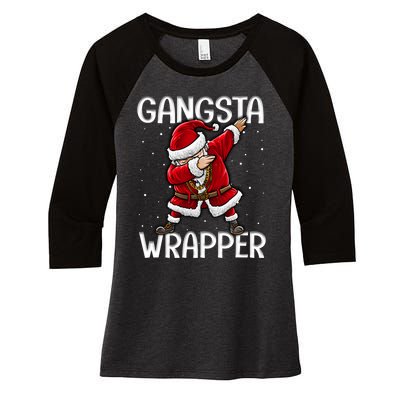 Gangsta Wrapper Funny Dabbing Santa Christmas Shirt Men Kids Sweatshirt Women's Tri-Blend 3/4-Sleeve Raglan Shirt