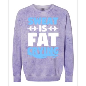 Gym Workout Fitness Exercise Coach Sweat Is Fat Crying Gift Colorblast Crewneck Sweatshirt