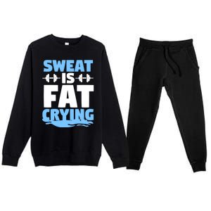 Gym Workout Fitness Exercise Coach Sweat Is Fat Crying Gift Premium Crewneck Sweatsuit Set