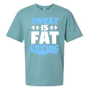 Gym Workout Fitness Exercise Coach Sweat Is Fat Crying Gift Sueded Cloud Jersey T-Shirt