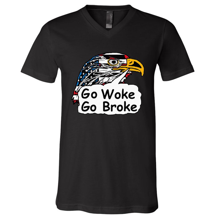 Go Woke Go Broke V-Neck T-Shirt