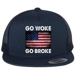 Go Woke Go Broke Flat Bill Trucker Hat