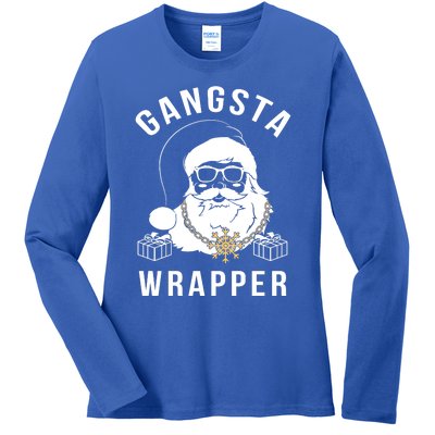 Gangsta Wrapper Gangster Santa Funny Christmas Gift Ladies Long Sleeve Shirt