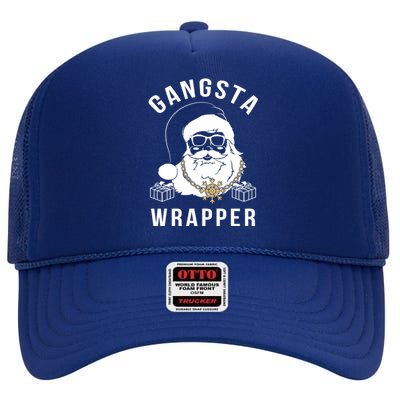 Gangsta Wrapper Gangster Santa Funny Christmas Gift High Crown Mesh Back Trucker Hat