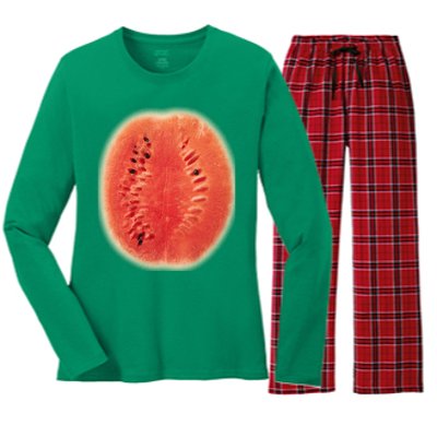 Giant Watermelon Women's Long Sleeve Flannel Pajama Set 