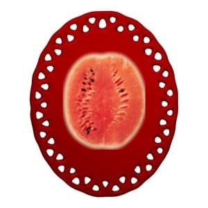 Giant Watermelon Ceramic Oval Ornament