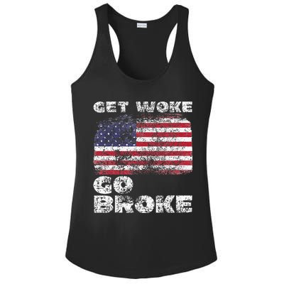 Get Woke Go Broke Funny Anti Woke Cancel Culture Joke Ladies PosiCharge Competitor Racerback Tank