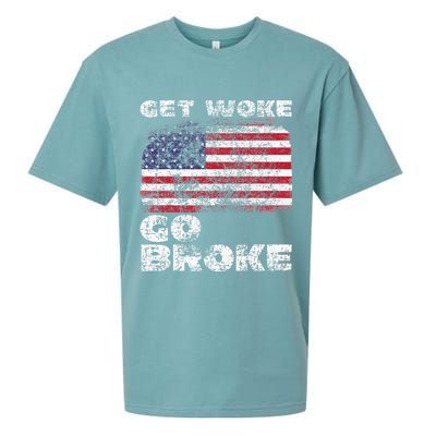 Get Woke Go Broke Funny Anti Woke Cancel Culture Joke Sueded Cloud Jersey T-Shirt