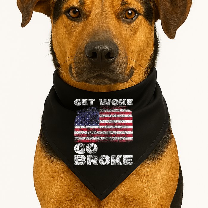 Get Woke Go Broke Funny Anti Woke Cancel Culture Joke USA-Made Doggie Bandana