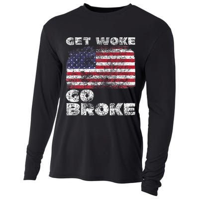 Get Woke Go Broke Funny Anti Woke Cancel Culture Joke Cooling Performance Long Sleeve Crew
