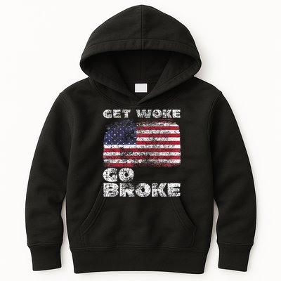 Get Woke Go Broke Funny Anti Woke Cancel Culture Joke Kids Hoodie