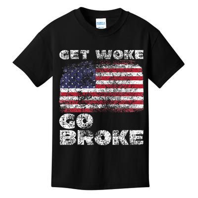Get Woke Go Broke Funny Anti Woke Cancel Culture Joke Kids T-Shirt