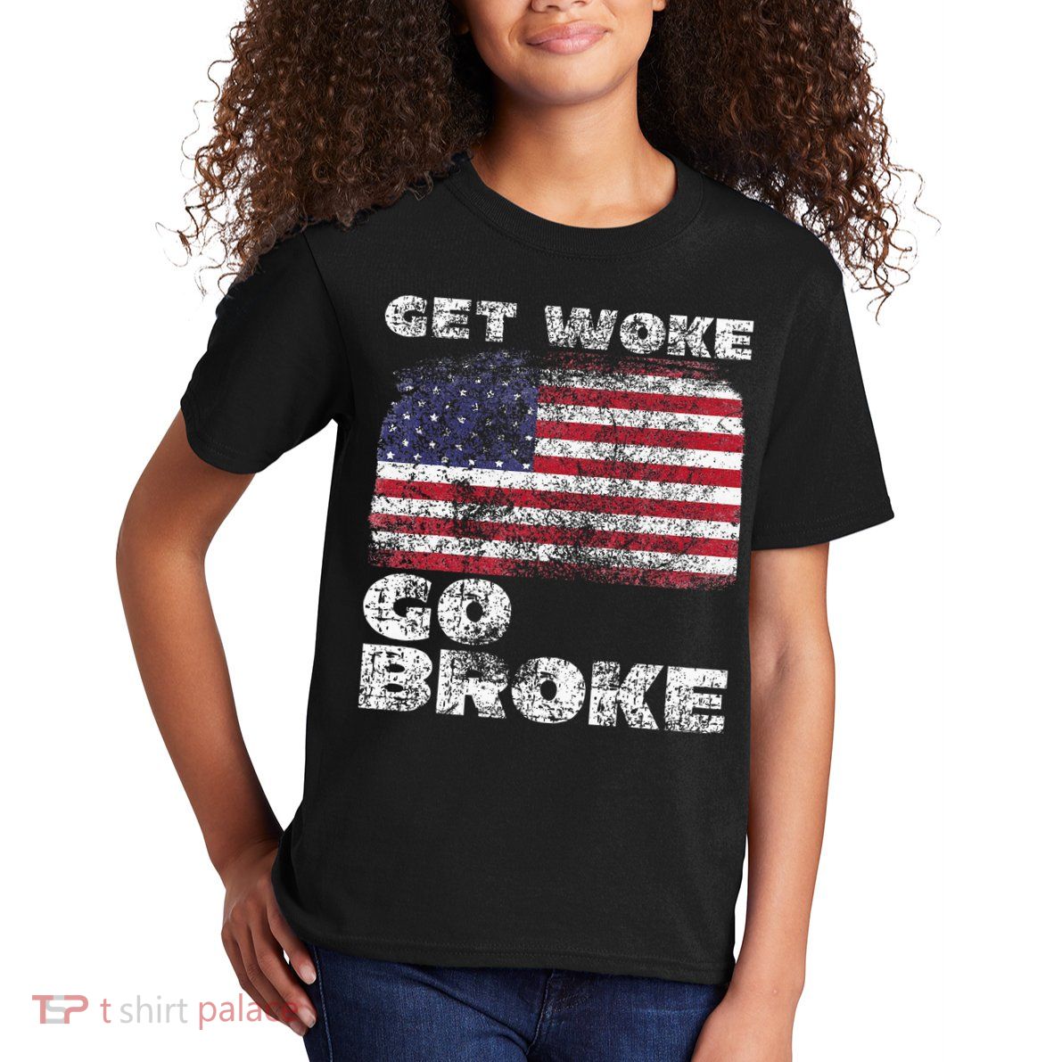 Get Woke Go Broke Funny Anti Woke Cancel Culture Joke Kids T-Shirt