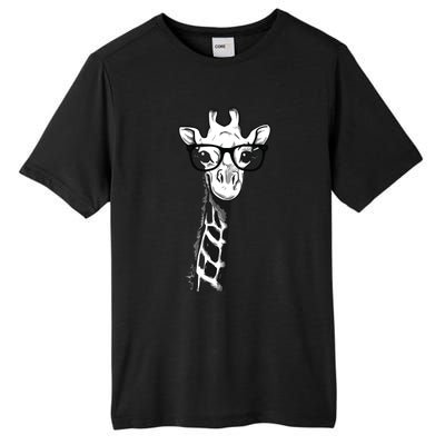 Giraffe With Glasses Gift For Zoo Animal Lovers Tall Fusion ChromaSoft Performance T-Shirt