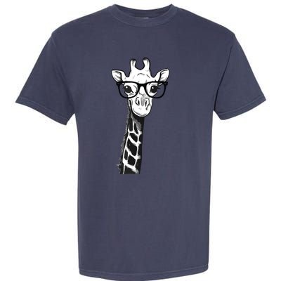 Giraffe With Glasses Gift For Zoo Animal Lovers Garment-Dyed Heavyweight T-Shirt