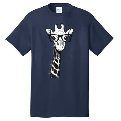 Giraffe With Glasses Gift For Zoo Animal Lovers Tall T-Shirt