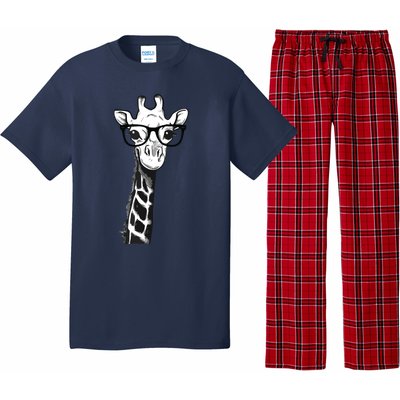 Giraffe With Glasses Gift For Zoo Animal Lovers Pajama Set