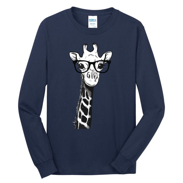 Giraffe With Glasses Gift For Zoo Animal Lovers Tall Long Sleeve T-Shirt