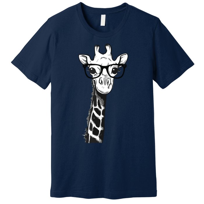 Giraffe With Glasses Gift For Zoo Animal Lovers Premium T-Shirt