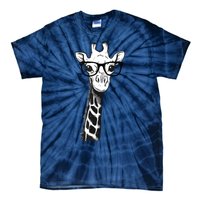 Giraffe With Glasses Gift For Zoo Animal Lovers Tie-Dye T-Shirt