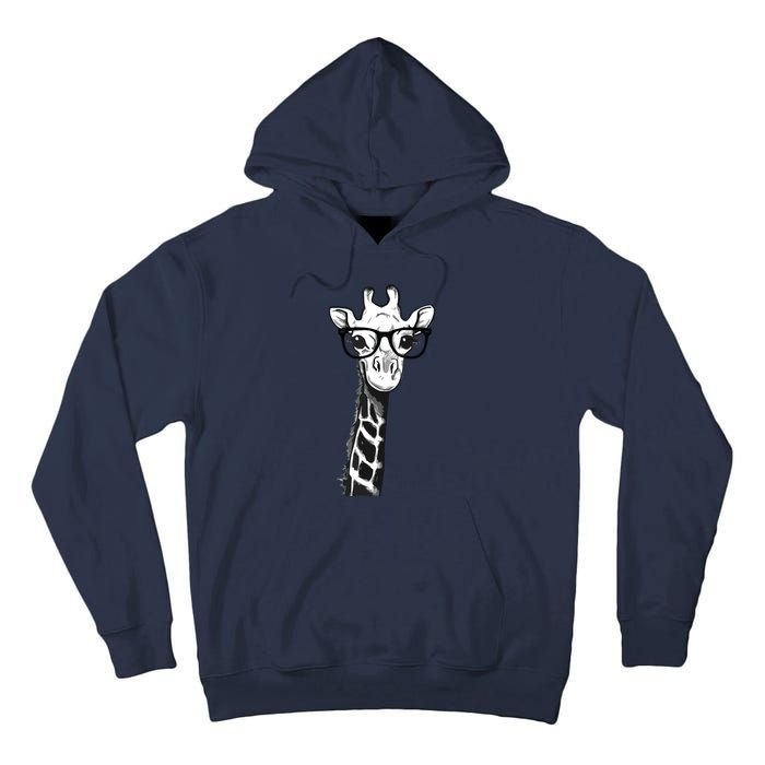 Giraffe With Glasses Gift For Zoo Animal Lovers Tall Hoodie