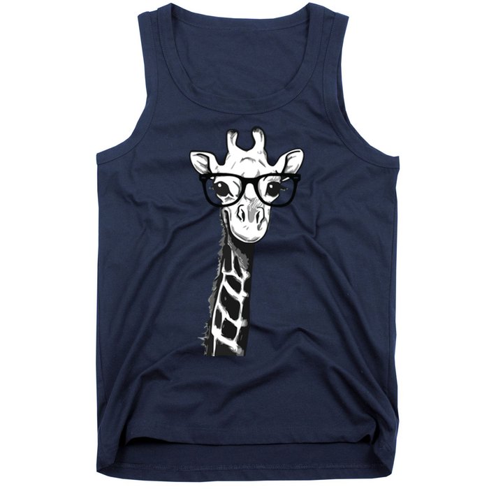 Giraffe With Glasses Gift For Zoo Animal Lovers Tank Top