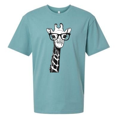 Giraffe With Glasses Gift For Zoo Animal Lovers Sueded Cloud Jersey T-Shirt