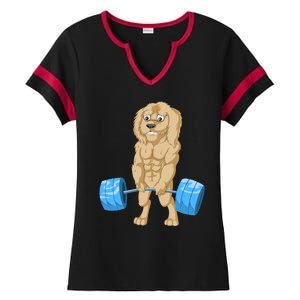 Goldendoodle Weightlifting Ladies Halftime Notch Neck Tee