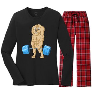 Goldendoodle Weightlifting Women's Long Sleeve Flannel Pajama Set 