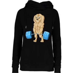 Goldendoodle Weightlifting Womens Funnel Neck Pullover Hood