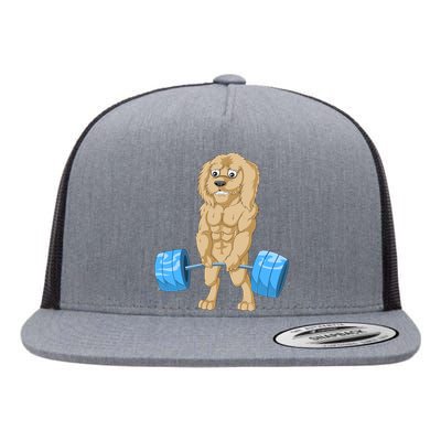 Goldendoodle Weightlifting Flat Bill Trucker Hat