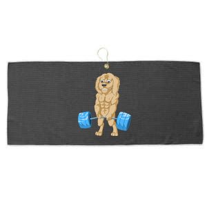 Goldendoodle Weightlifting Large Microfiber Waffle Golf Towel