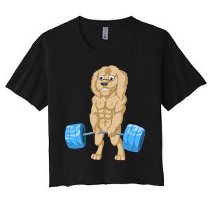 Goldendoodle Weightlifting Women's Crop Top Tee