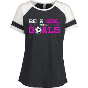 Girl With Goals Soccer  Soccer Funny Enza Ladies Jersey Colorblock Tee