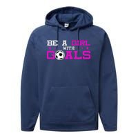 Girl With Goals Soccer  Soccer Funny Performance Fleece Hoodie