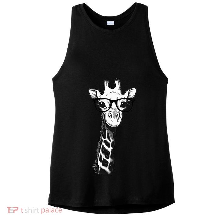 Giraffe With Glasses Gift For Zoo Animal Lovers Ladies PosiCharge Tri-Blend Wicking Tank