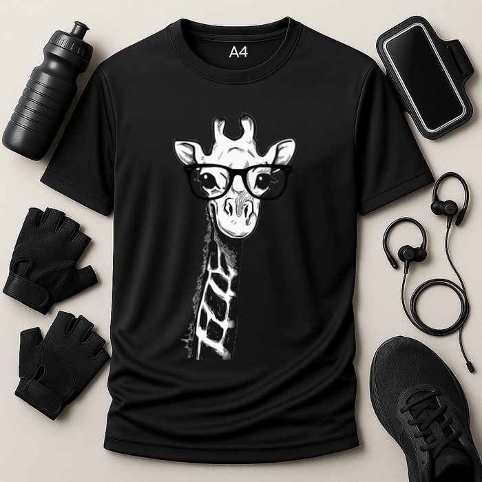 Giraffe With Glasses Gift For Zoo Animal Lovers Cooling Performance Crew T-Shirt