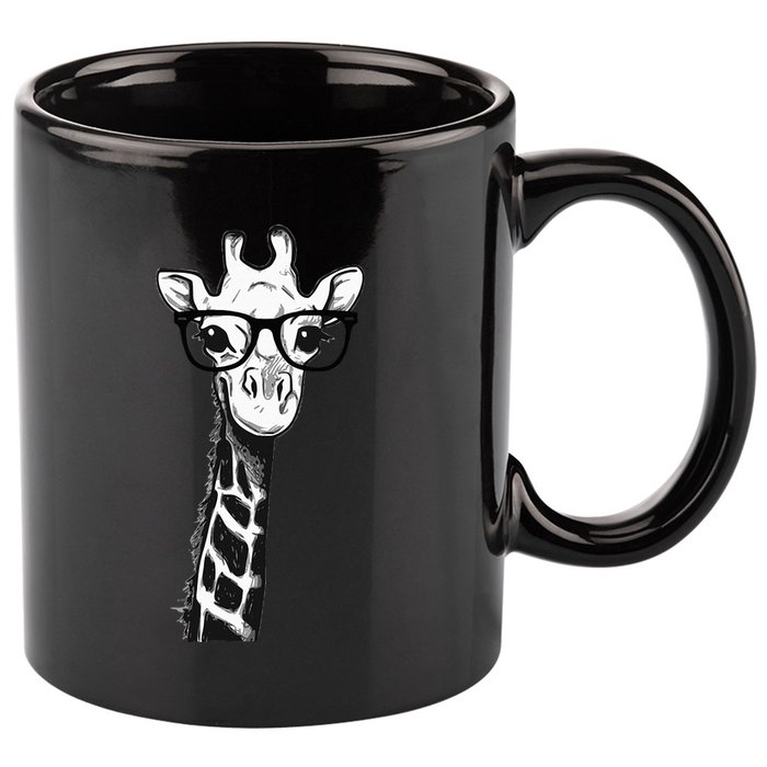 Giraffe With Glasses Gift For Zoo Animal Lovers 11oz C Handle Ceramic Mug