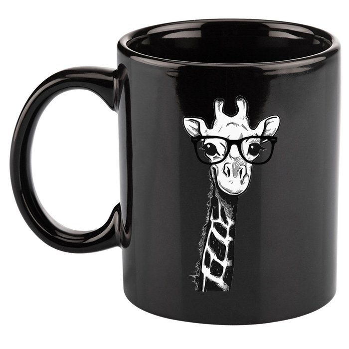 Giraffe With Glasses Gift For Zoo Animal Lovers 11oz C Handle Ceramic Mug