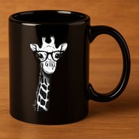 Giraffe With Glasses Gift For Zoo Animal Lovers 11oz C Handle Ceramic Mug