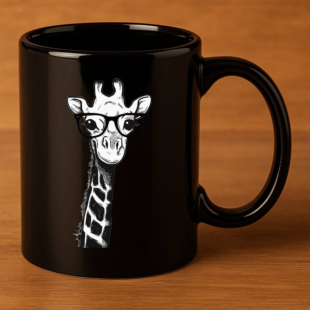 Giraffe With Glasses Gift For Zoo Animal Lovers 11oz C Handle Ceramic Mug
