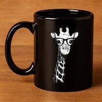 Giraffe With Glasses Gift For Zoo Animal Lovers 11oz C Handle Ceramic Mug