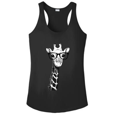 Giraffe With Glasses Gift For Zoo Animal Lovers Ladies PosiCharge Competitor Racerback Tank