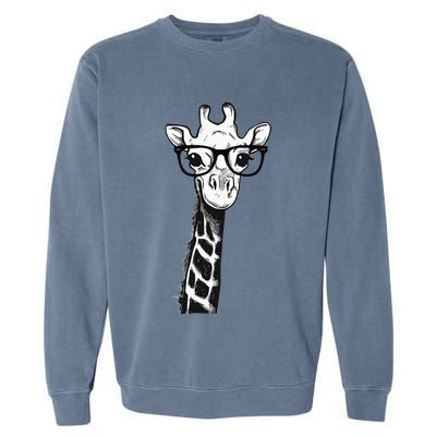 Giraffe With Glasses Gift For Zoo Animal Lovers Garment-Dyed Sweatshirt