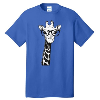 Giraffe With Glasses Gift For Zoo Animal Lovers Tall T-Shirt