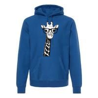 Giraffe With Glasses Gift For Zoo Animal Lovers Premium Hoodie