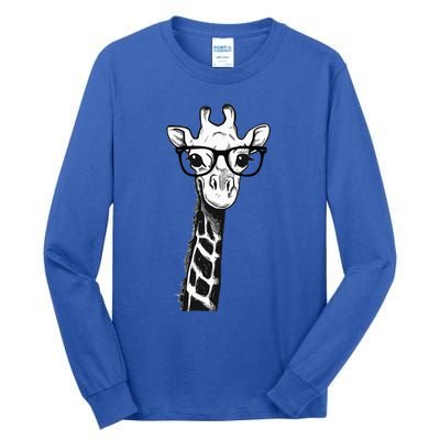 Giraffe With Glasses Gift For Zoo Animal Lovers Tall Long Sleeve T-Shirt